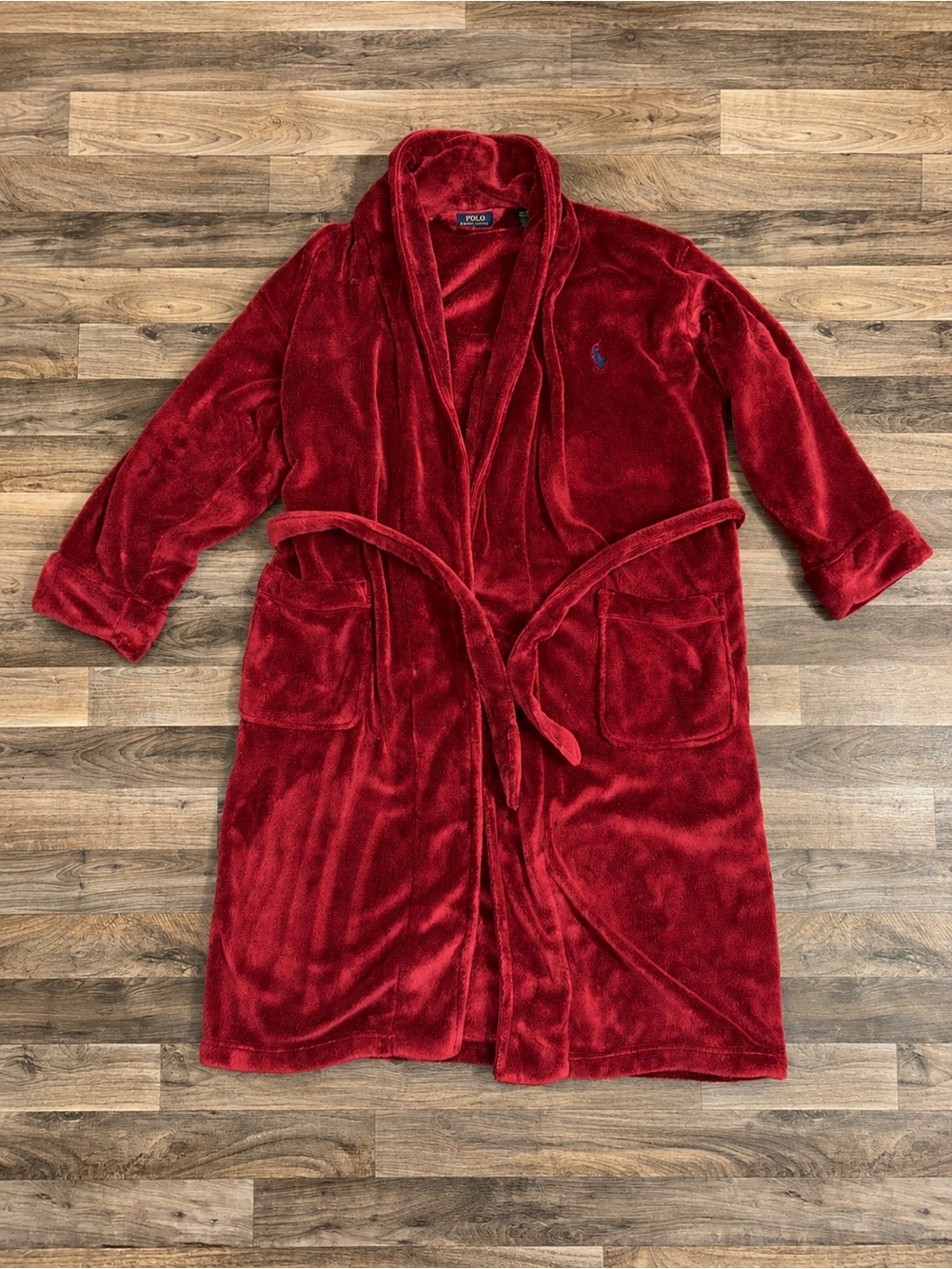 Polo Ralph Lauren Men’s Red Plush Fleece Robe One Size Belted